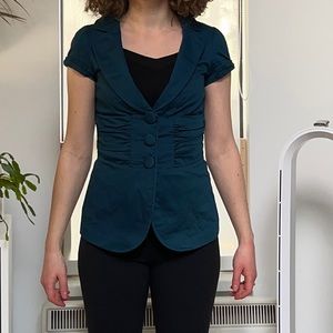 Peplum short sleeve teal blazer